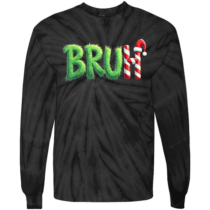 Bruh Christmas Funny Christmas Humor Meme Tie-Dye Long Sleeve Shirt