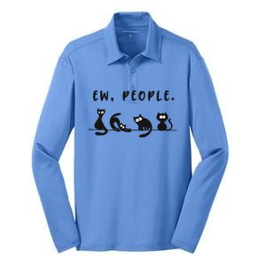 black cat funny wo ew people meowy cat lovers Silk Touch Performance Long Sleeve Polo