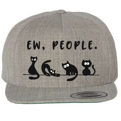 black cat funny wo ew people meowy cat lovers Wool Snapback Cap