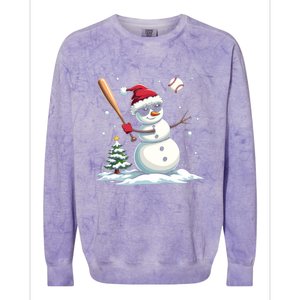 Baseball Christmas Funny Snow Playing Baseball Xmas Gift Colorblast Crewneck Sweatshirt