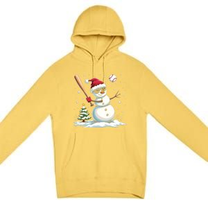 Baseball Christmas Funny Snow Playing Baseball Xmas Gift Premium Pullover Hoodie