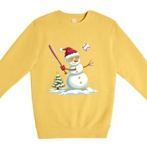 Baseball Christmas Funny Snow Playing Baseball Xmas Gift Premium Crewneck Sweatshirt