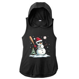 Baseball Christmas Funny Snow Playing Baseball Xmas Gift Ladies PosiCharge Tri-Blend Wicking Draft Hoodie Tank