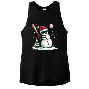 Baseball Christmas Funny Snow Playing Baseball Xmas Gift Ladies PosiCharge Tri-Blend Wicking Tank