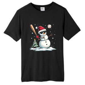 Baseball Christmas Funny Snow Playing Baseball Xmas Gift Tall Fusion ChromaSoft Performance T-Shirt