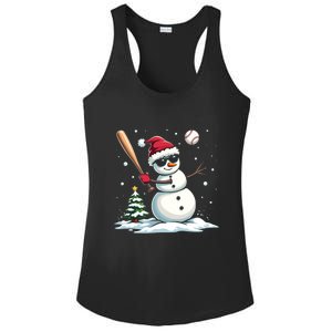 Baseball Christmas Funny Snow Playing Baseball Xmas Gift Ladies PosiCharge Competitor Racerback Tank