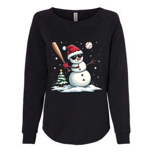 Baseball Christmas Funny Snow Playing Baseball Xmas Gift Womens California Wash Sweatshirt