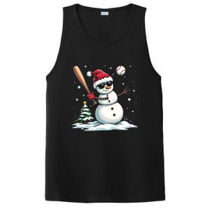 Baseball Christmas Funny Snow Playing Baseball Xmas Gift PosiCharge Competitor Tank