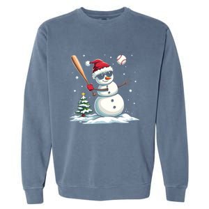 Baseball Christmas Funny Snow Playing Baseball Xmas Gift Garment-Dyed Sweatshirt