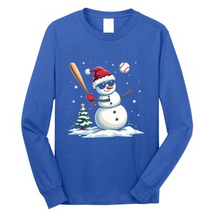 Baseball Christmas Funny Snow Playing Baseball Xmas Gift Long Sleeve Shirt