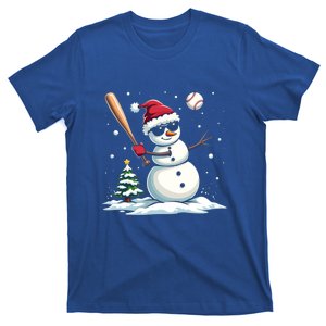 Baseball Christmas Funny Snow Playing Baseball Xmas Gift T-Shirt