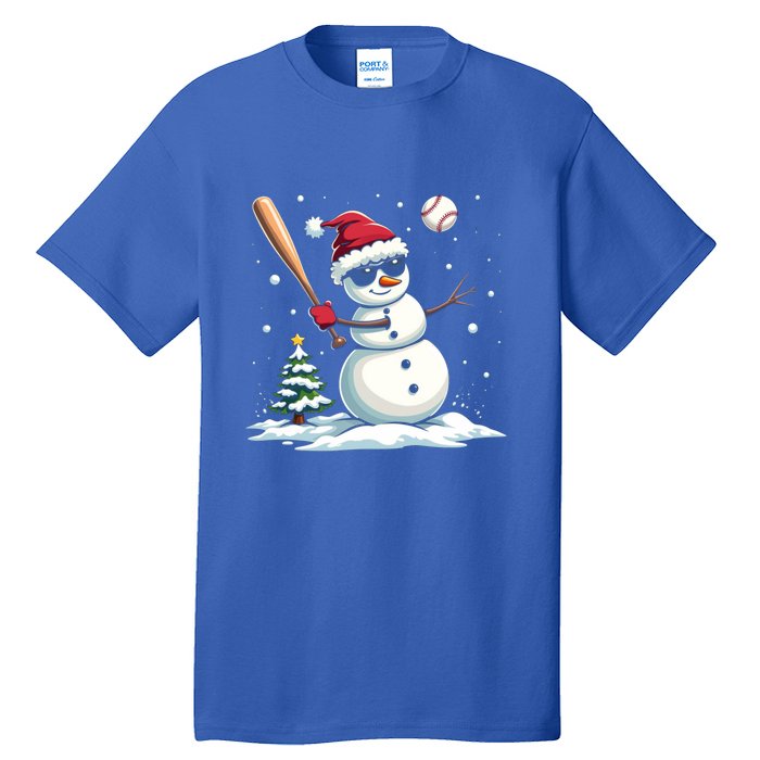 Baseball Christmas Funny Snow Playing Baseball Xmas Gift Tall T-Shirt