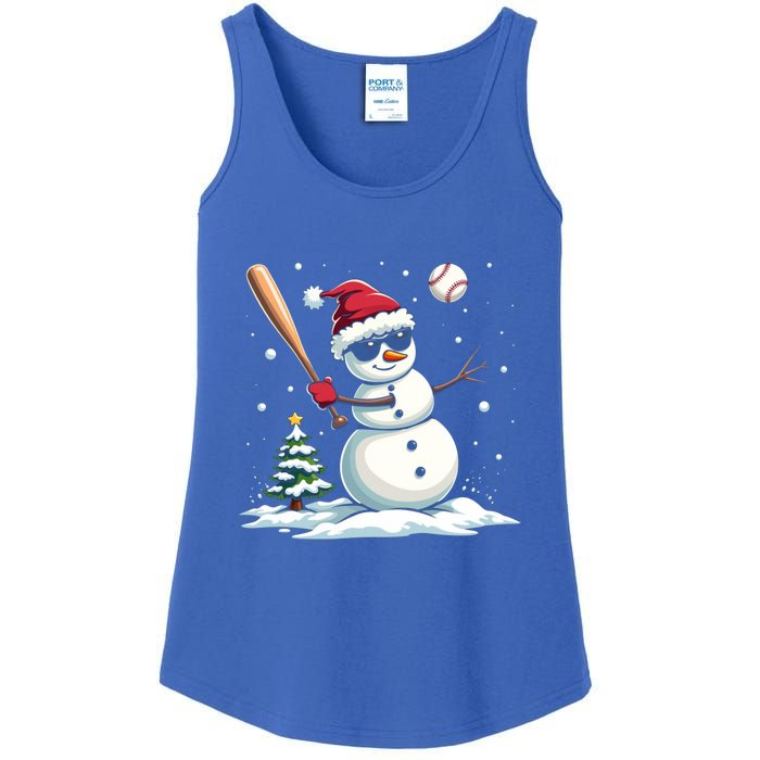 Baseball Christmas Funny Snow Playing Baseball Xmas Gift Ladies Essential Tank