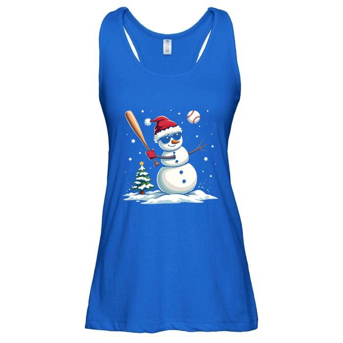 Baseball Christmas Funny Snow Playing Baseball Xmas Gift Ladies Essential Flowy Tank