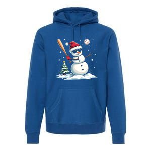 Baseball Christmas Funny Snow Playing Baseball Xmas Gift Premium Hoodie