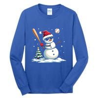 Baseball Christmas Funny Snow Playing Baseball Xmas Gift Tall Long Sleeve T-Shirt