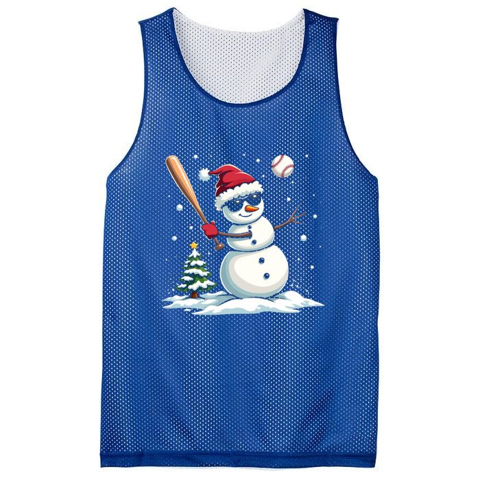 Baseball Christmas Funny Snow Playing Baseball Xmas Gift Mesh Reversible Basketball Jersey Tank