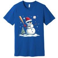 Baseball Christmas Funny Snow Playing Baseball Xmas Gift Premium T-Shirt