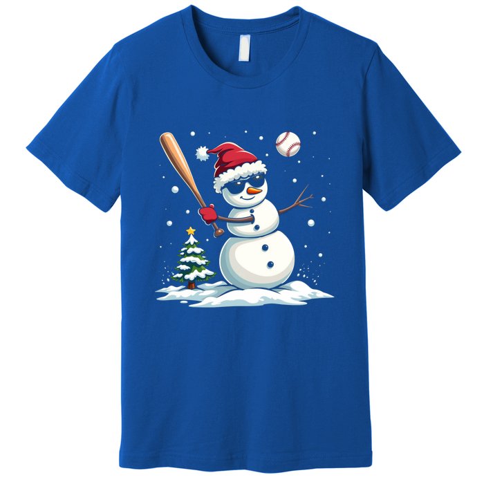 Baseball Christmas Funny Snow Playing Baseball Xmas Gift Premium T-Shirt