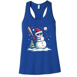 Baseball Christmas Funny Snow Playing Baseball Xmas Gift Women's Racerback Tank