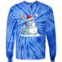 Baseball Christmas Funny Snow Playing Baseball Xmas Gift Tie-Dye Long Sleeve Shirt