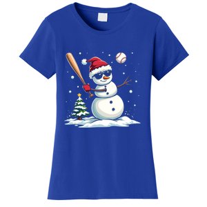 Baseball Christmas Funny Snow Playing Baseball Xmas Gift Women's T-Shirt