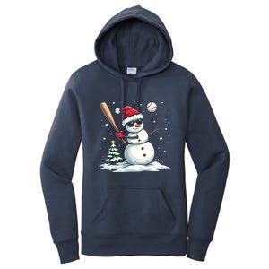 Baseball Christmas Funny Snow Playing Baseball Xmas Gift Women's Pullover Hoodie