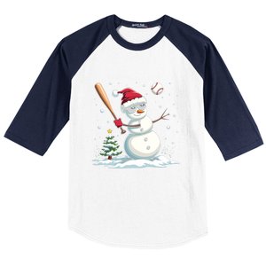 Baseball Christmas Funny Snow Playing Baseball Xmas Gift Baseball Sleeve Shirt