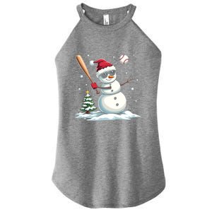 Baseball Christmas Funny Snow Playing Baseball Xmas Gift Women's Perfect Tri Rocker Tank