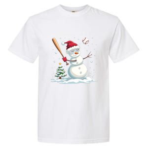 Baseball Christmas Funny Snow Playing Baseball Xmas Gift Garment-Dyed Heavyweight T-Shirt