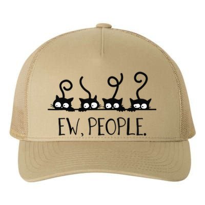 Black Cat Funny Ew People Meowy Cat Lovers Yupoong Adult 5-Panel Trucker Hat