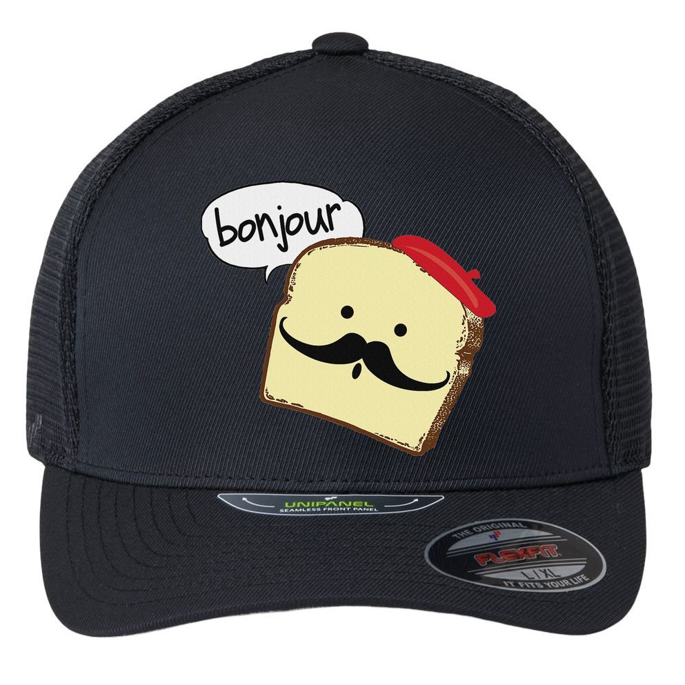 Bonjour Cute French Toast Funny Love France Foodie Humor Flexfit Unipanel Trucker Cap