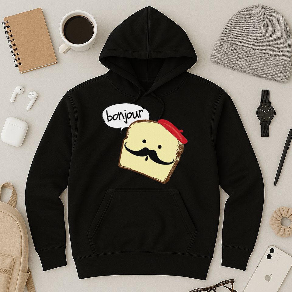Bonjour Cute French Toast Funny Love France Foodie Humor Hoodie
