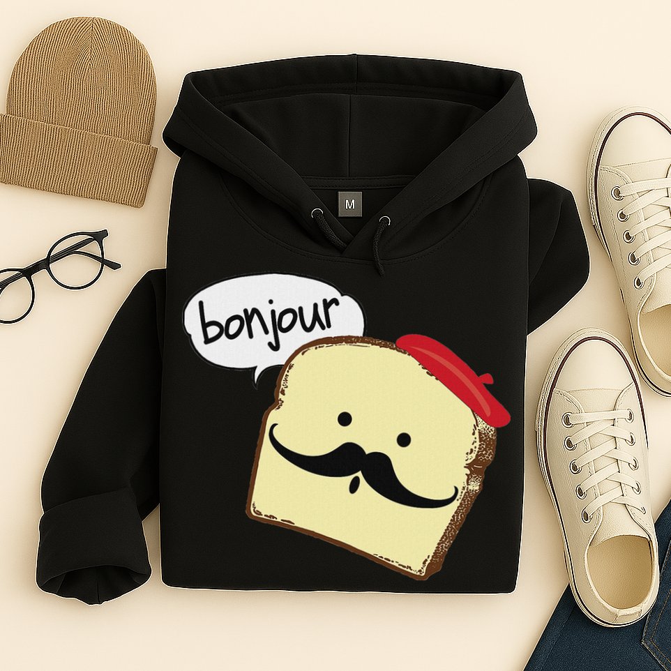 Bonjour Cute French Toast Funny Love France Foodie Humor Hoodie