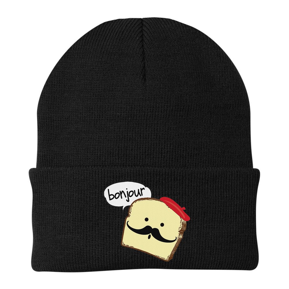 Bonjour Cute French Toast Funny Love France Foodie Humor Beanie