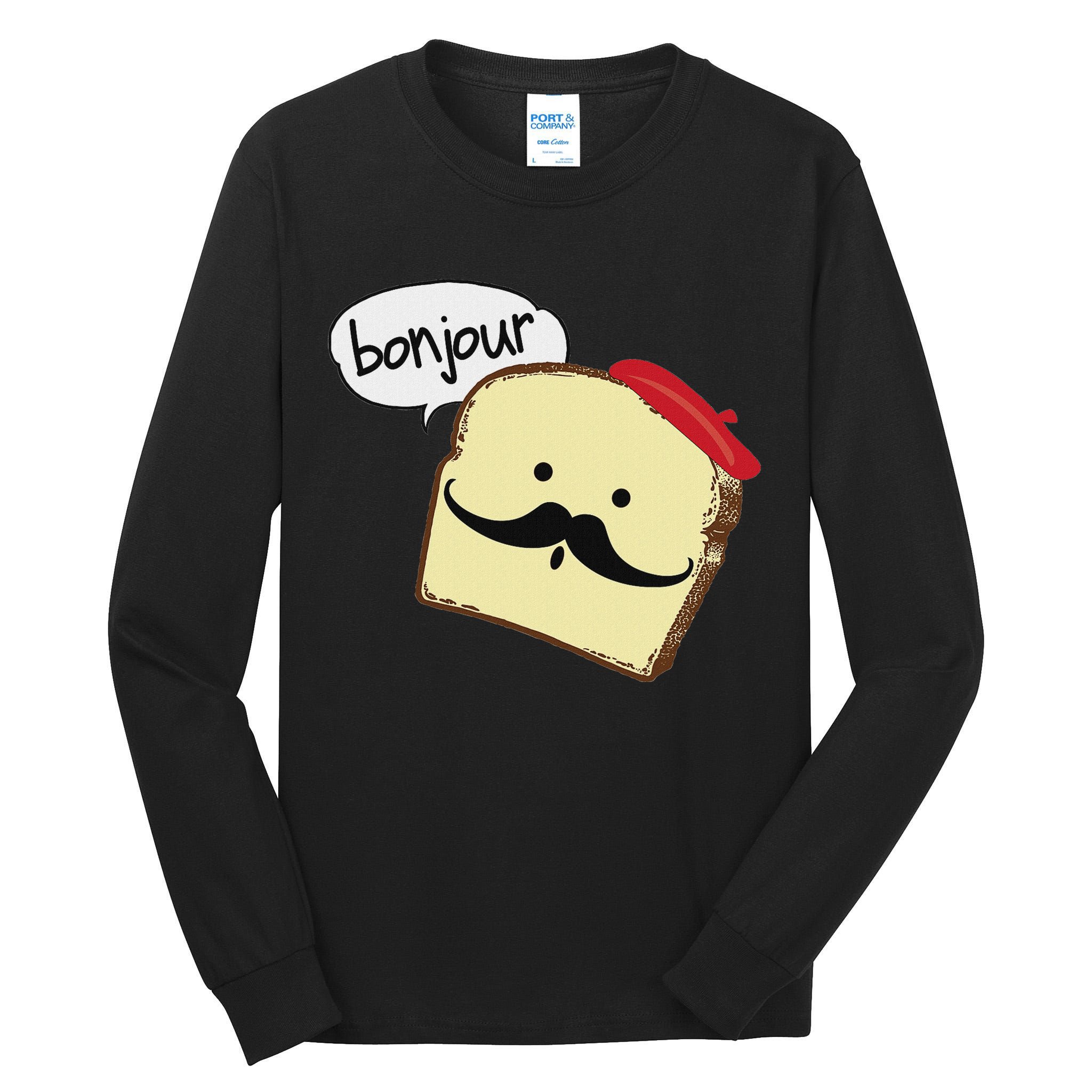 Bonjour Cute French Toast Funny Love France Foodie Humor Tall Long Sleeve T-Shirt