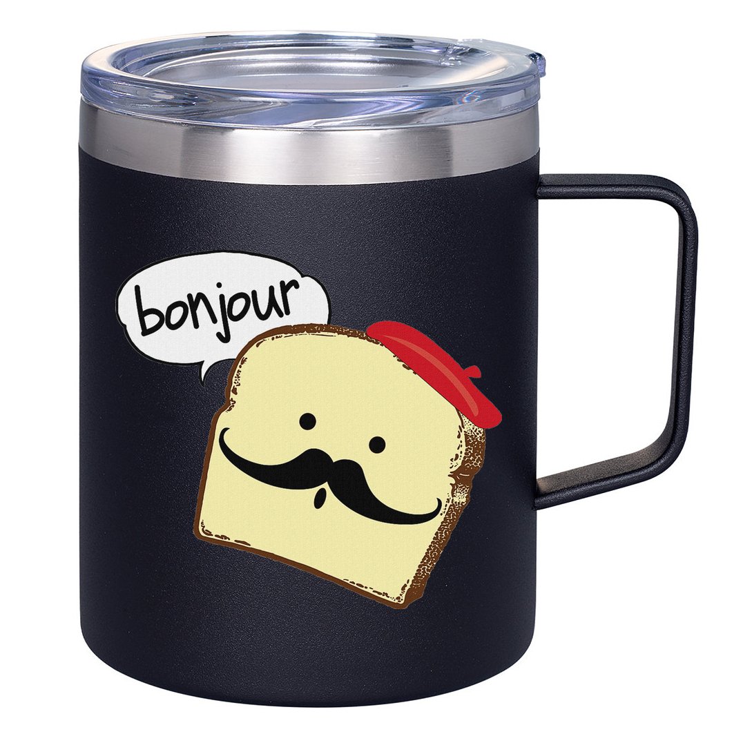 Bonjour Cute French Toast Funny Love France Foodie Humor 12oz Stainless Steel Coffee Mug