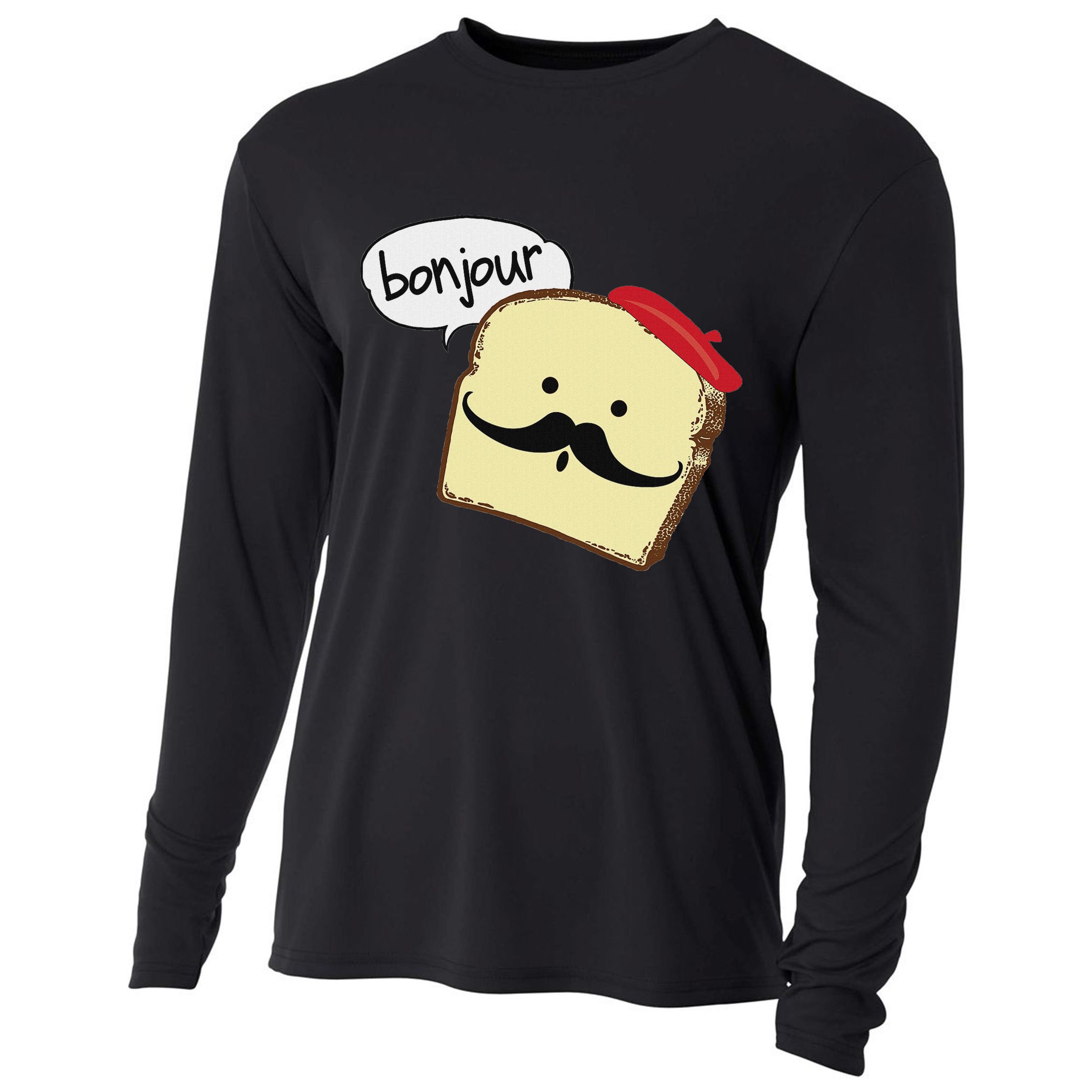 Bonjour Cute French Toast Funny Love France Foodie Humor Cooling Performance Long Sleeve Crew