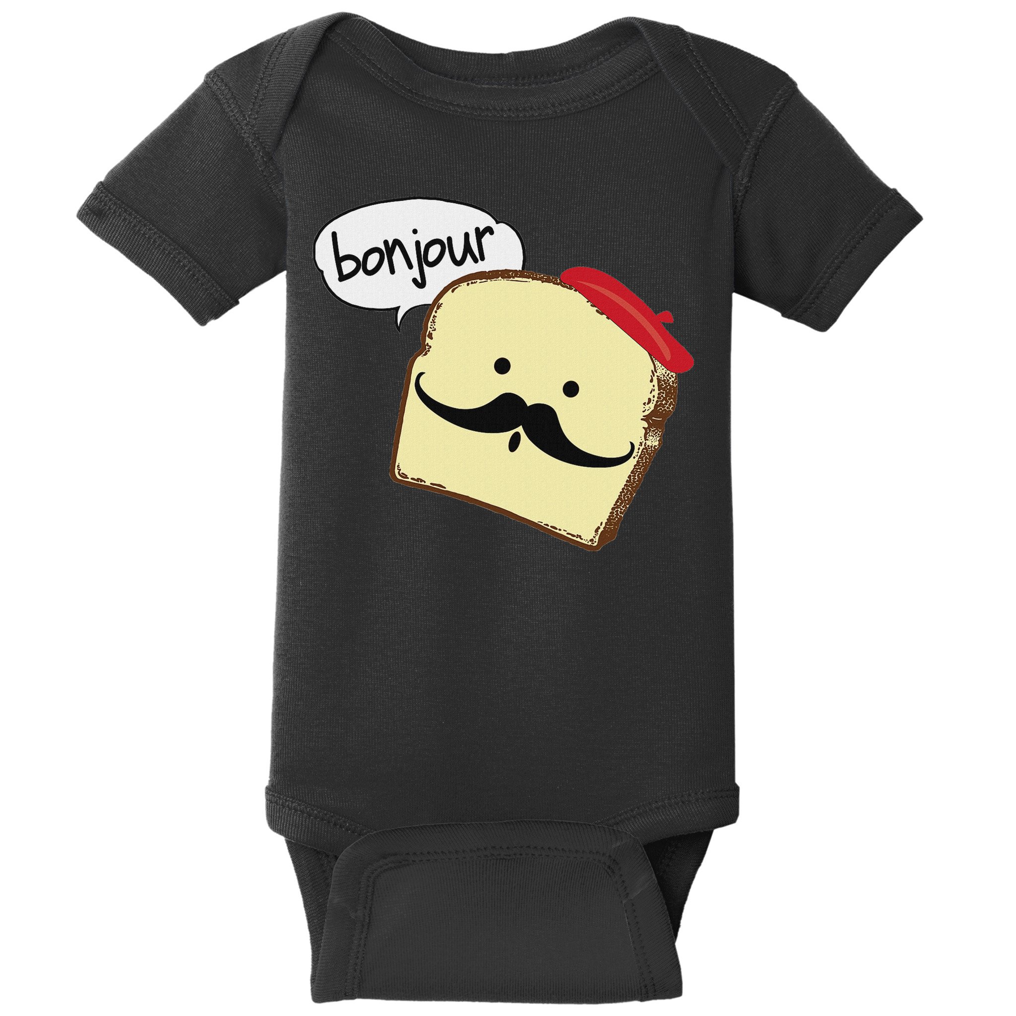 Bonjour Cute French Toast Funny Love France Foodie Humor Baby Bodysuit