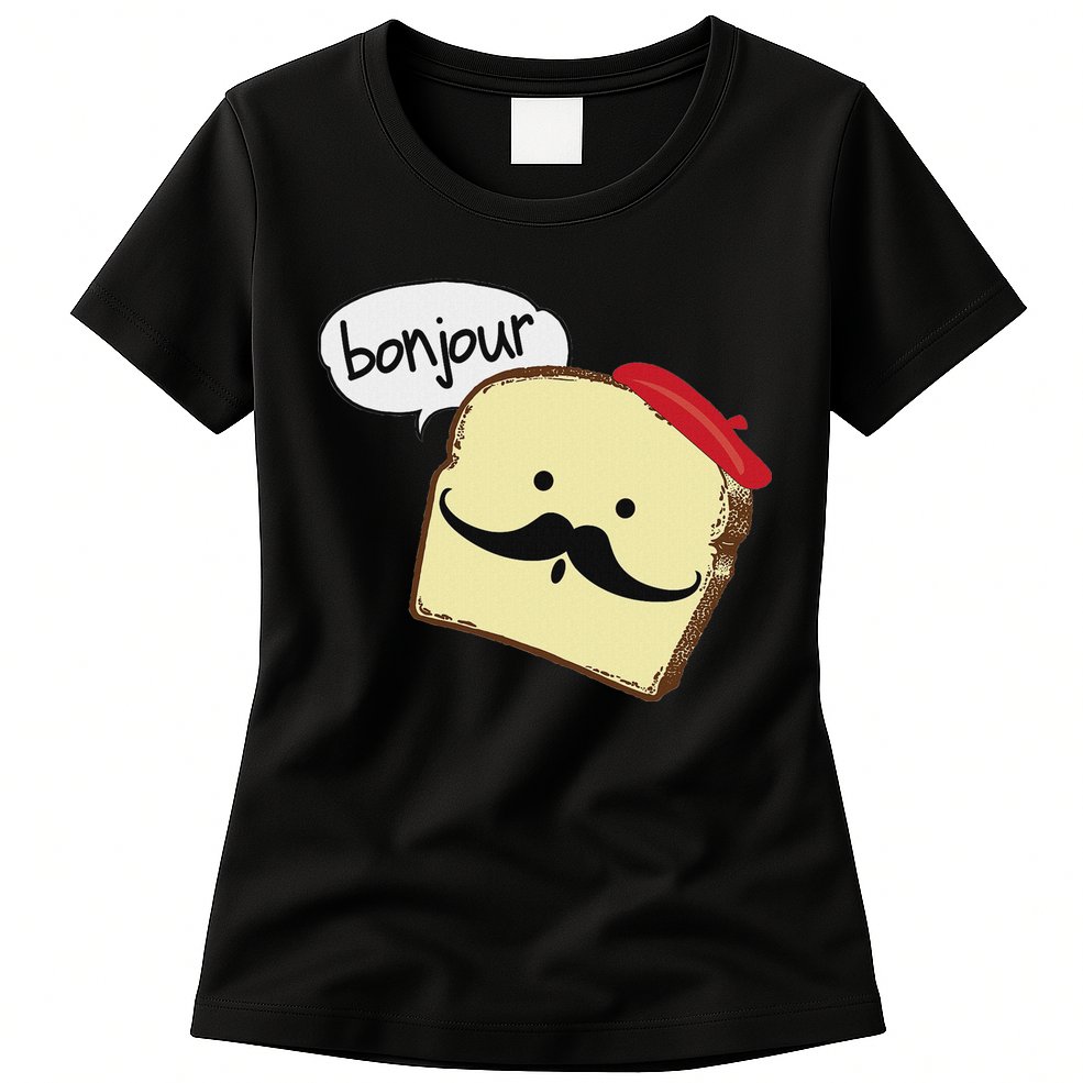 Bonjour Cute French Toast Funny Love France Foodie Humor Womens T-Shirt