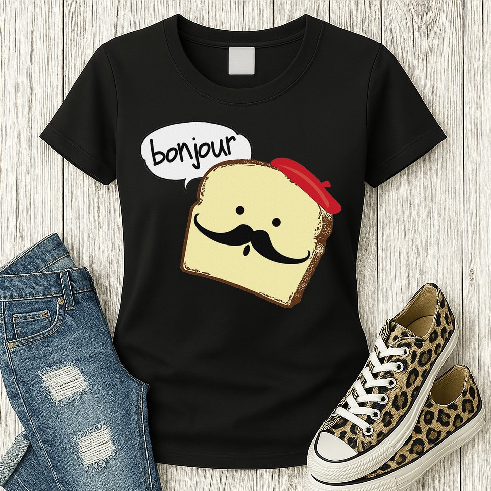 Bonjour Cute French Toast Funny Love France Foodie Humor Womens T-Shirt