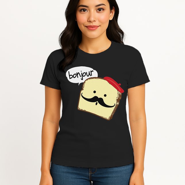 Bonjour Cute French Toast Funny Love France Foodie Humor Womens T-Shirt