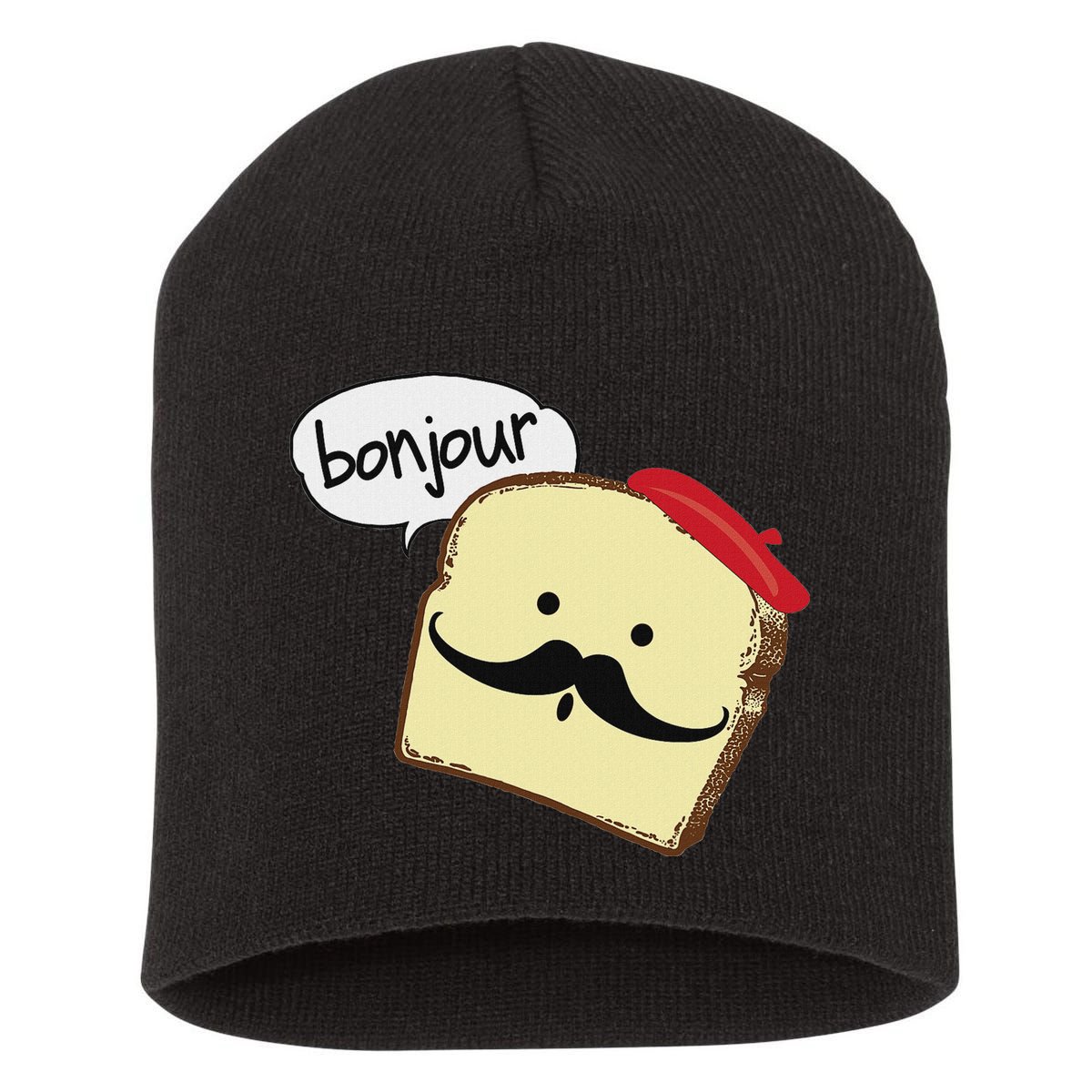 Bonjour Cute French Toast Funny Love France Foodie Humor Short Acrylic Beanie