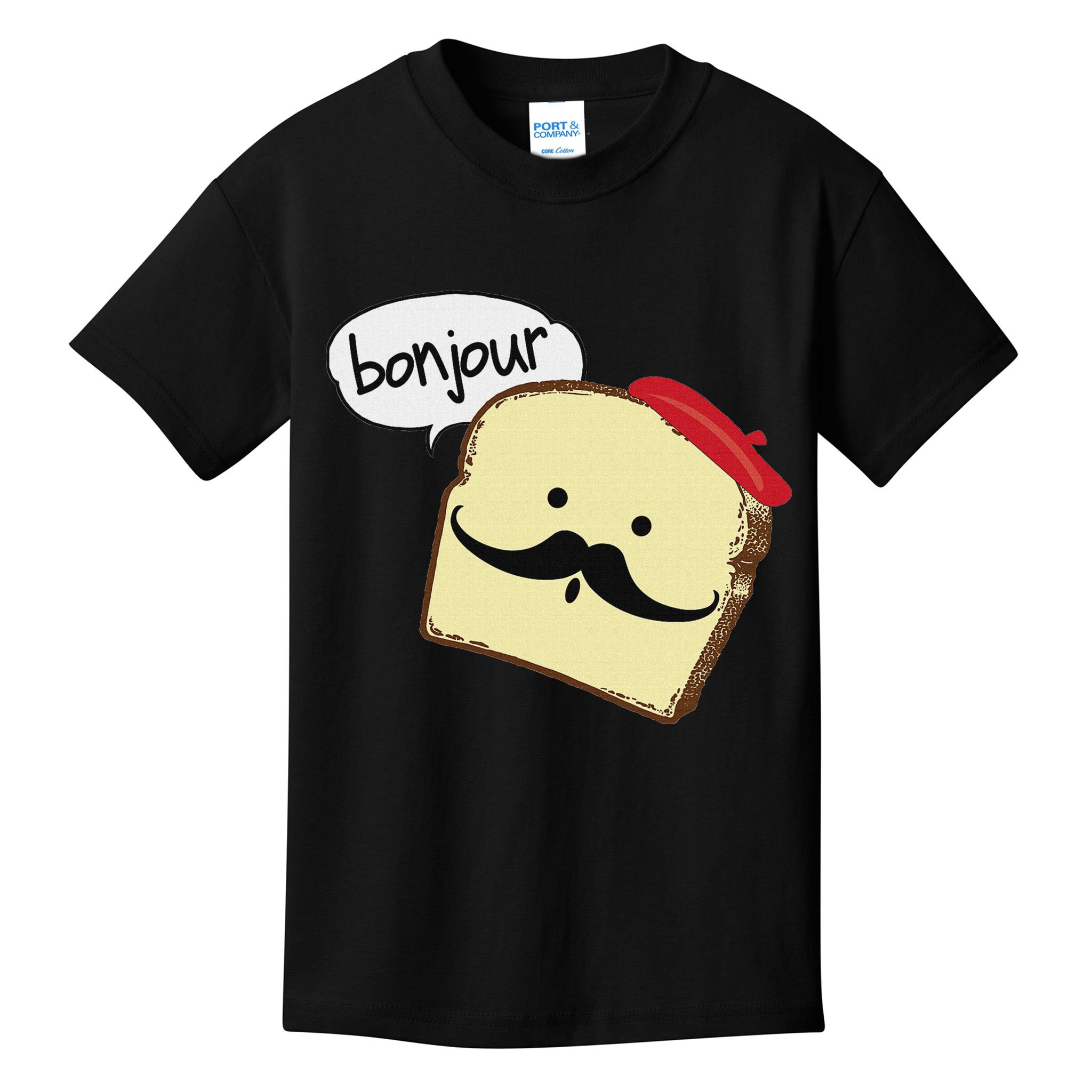 Bonjour Cute French Toast Funny Love France Foodie Humor Kids T-Shirt