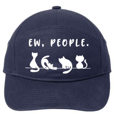 Black Ca Funny Ew People Meowy Cat Lovers Gift 7-Panel Snapback Hat