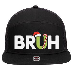 Bruh Christmas Funny Christmas Gift 7 Panel Mesh Trucker Snapback Hat