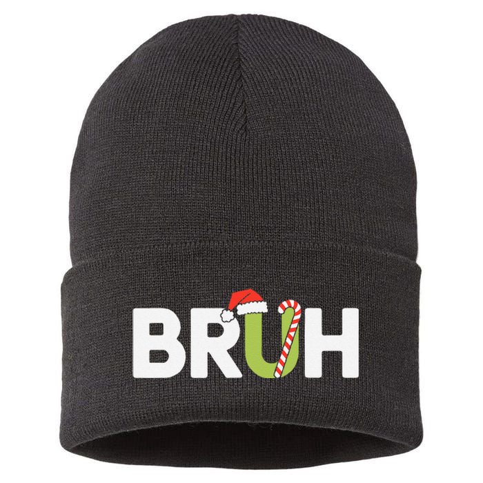 Bruh Christmas Funny Christmas Gift Sustainable Knit Beanie