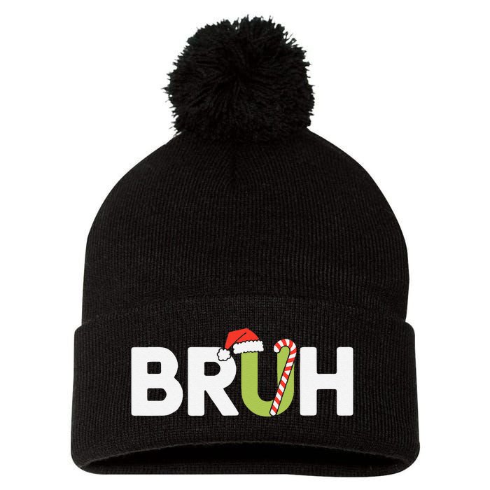 Bruh Christmas Funny Christmas Gift Pom Pom 12in Knit Beanie