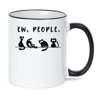 Black Cat Funny Ew People Meowy Cat Lovers Cute Gift 11oz Black Color Changing Mug