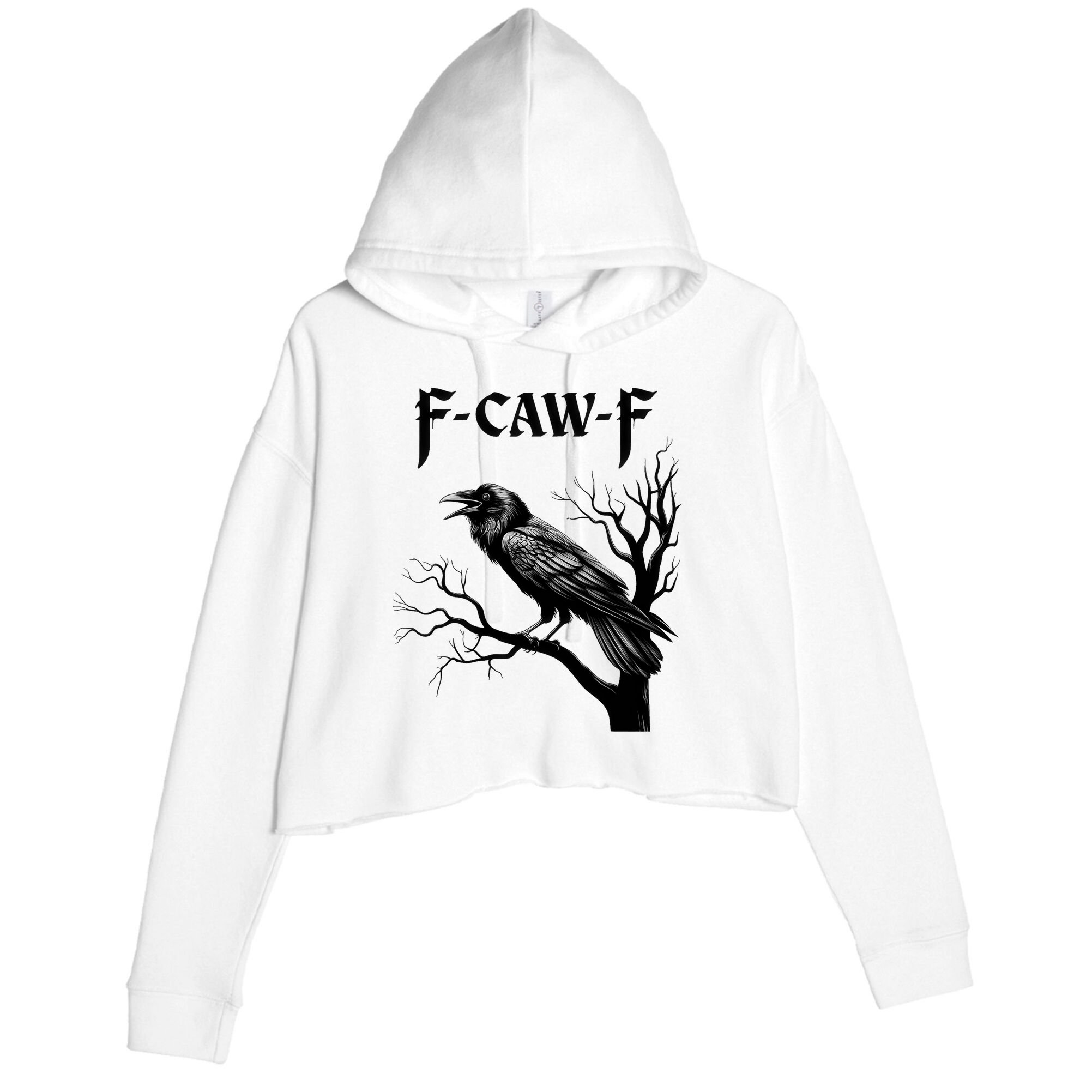 Black Crow, F-Caw-F Black Bird Crop Fleece Hoodie